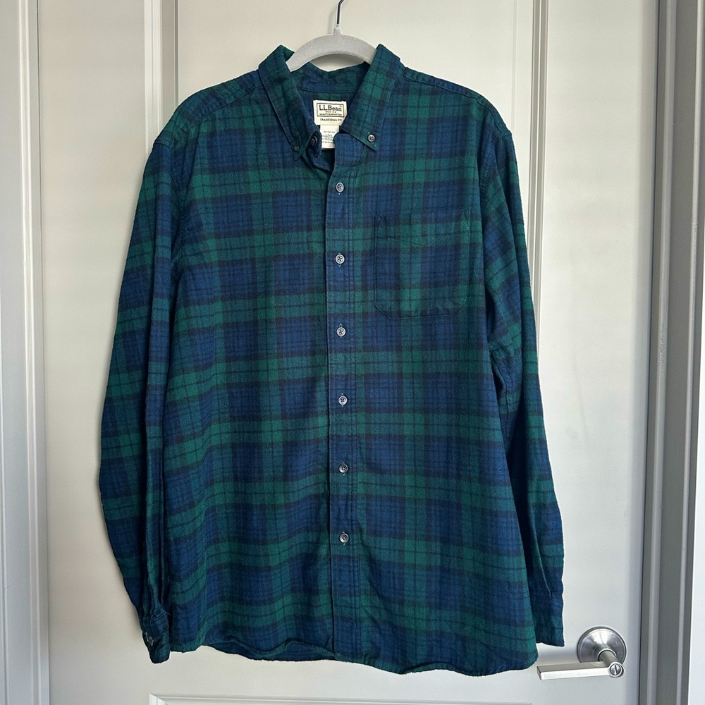 L.L. Bean Scotch Plaid Flannel Shirt Traditional Fit - Black Watch